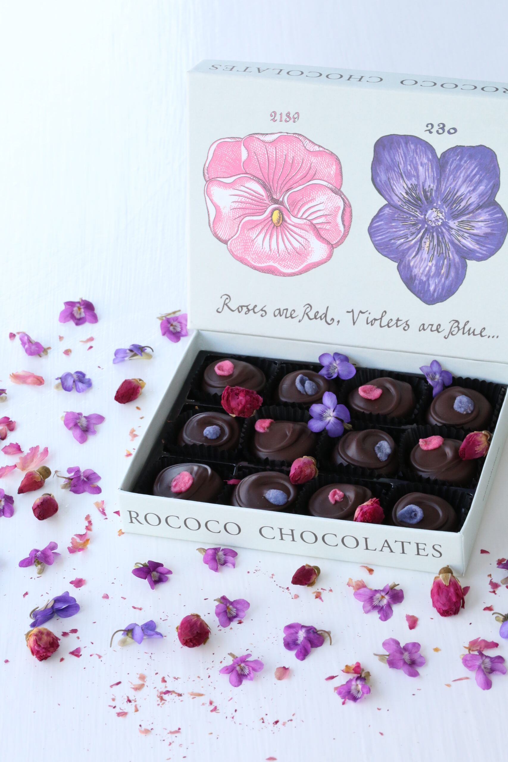 Rococo's Rose and Violet Chocolate Creams